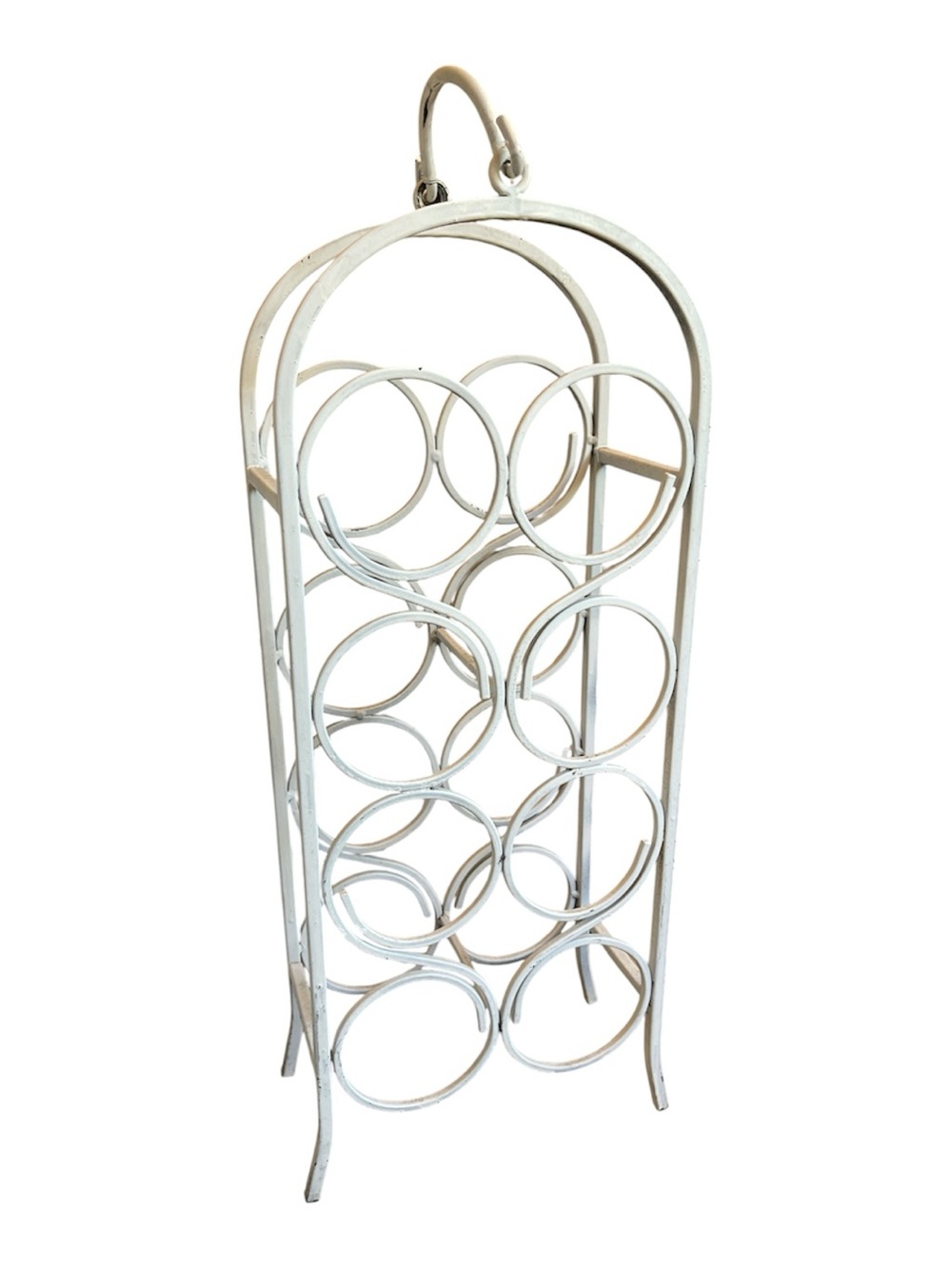 Rustic White Metal Wine Rack